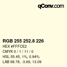 Color code: RGB 255 252.8 226 | qconv.com