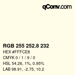 Color code: RGB 255 252.8 232 | qconv.com