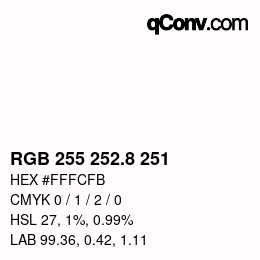 Color code: RGB 255 252.8 251 | qconv.com