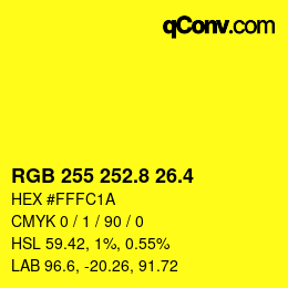 カラーコード: RGB 255 252.8 26.4 | qconv.com