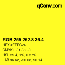 カラーコード: RGB 255 252.8 36.4 | qconv.com