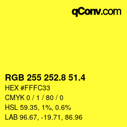 カラーコード: RGB 255 252.8 51.4 | qconv.com