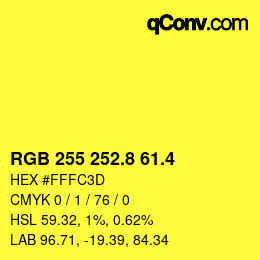 カラーコード: RGB 255 252.8 61.4 | qconv.com
