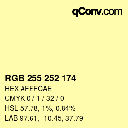 Color code: RGB 255 252 174 | qconv.com