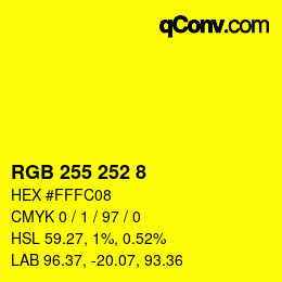 Color code: RGB 255 252 8 | qconv.com