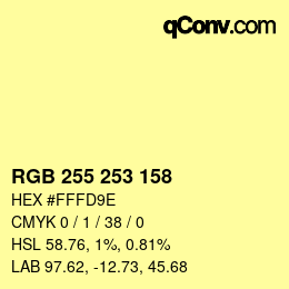 カラーコード: RGB 255 253 158 | qconv.com