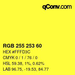 カラーコード: RGB 255 253 60 | qconv.com