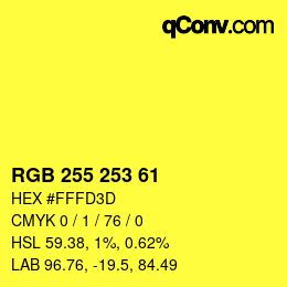 Color code: RGB 255 253 61 | qconv.com