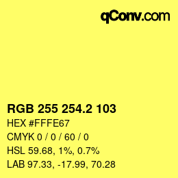 カラーコード: RGB 255 254.2 103 | qconv.com