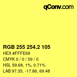 カラーコード: RGB 255 254.2 105 | qconv.com