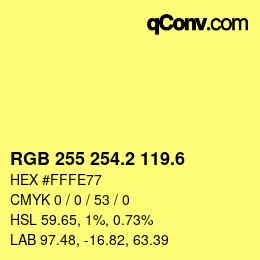 カラーコード: RGB 255 254.2 119.6 | qconv.com