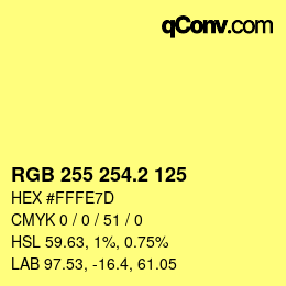 Color code: RGB 255 254.2 125 | qconv.com
