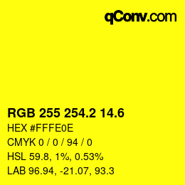 カラーコード: RGB 255 254.2 14.6 | qconv.com