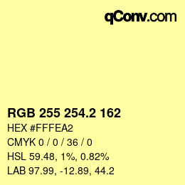 カラーコード: RGB 255 254.2 162 | qconv.com
