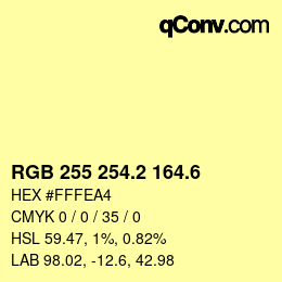 カラーコード: RGB 255 254.2 164.6 | qconv.com