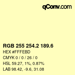 カラーコード: RGB 255 254.2 189.6 | qconv.com