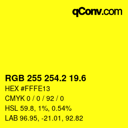 カラーコード: RGB 255 254.2 19.6 | qconv.com