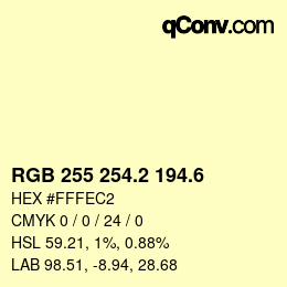 カラーコード: RGB 255 254.2 194.6 | qconv.com