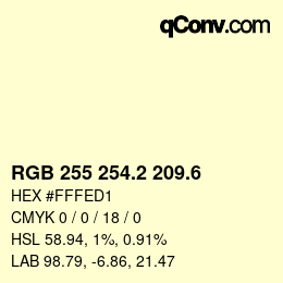 カラーコード: RGB 255 254.2 209.6 | qconv.com