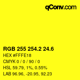 カラーコード: RGB 255 254.2 24.6 | qconv.com