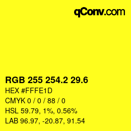 カラーコード: RGB 255 254.2 29.6 | qconv.com