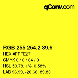カラーコード: RGB 255 254.2 39.6 | qconv.com