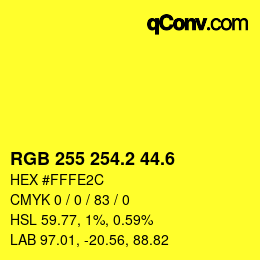カラーコード: RGB 255 254.2 44.6 | qconv.com