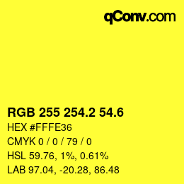カラーコード: RGB 255 254.2 54.6 | qconv.com