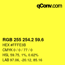 カラーコード: RGB 255 254.2 59.6 | qconv.com