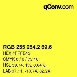 カラーコード: RGB 255 254.2 69.6 | qconv.com