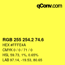 カラーコード: RGB 255 254.2 74.6 | qconv.com