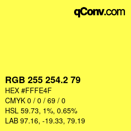 カラーコード: RGB 255 254.2 79 | qconv.com