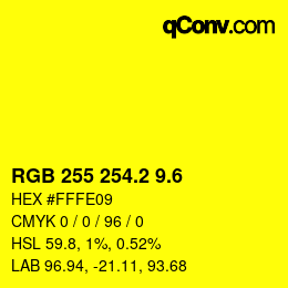 カラーコード: RGB 255 254.2 9.6 | qconv.com