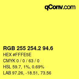 カラーコード: RGB 255 254.2 94.6 | qconv.com