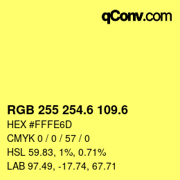 カラーコード: RGB 255 254.6 109.6 | qconv.com