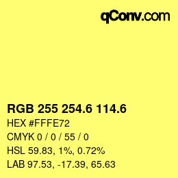 カラーコード: RGB 255 254.6 114.6 | qconv.com