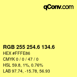 カラーコード: RGB 255 254.6 134.6 | qconv.com