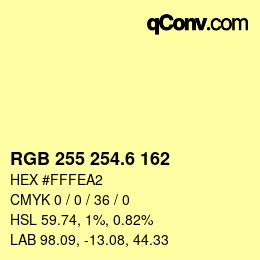 カラーコード: RGB 255 254.6 162 | qconv.com