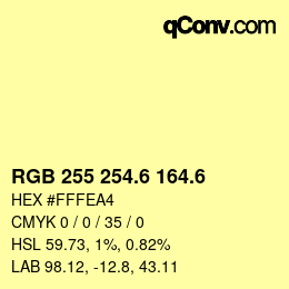 カラーコード: RGB 255 254.6 164.6 | qconv.com