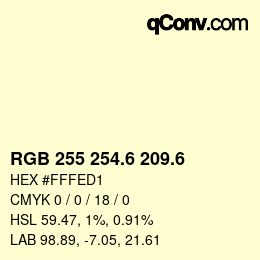 カラーコード: RGB 255 254.6 209.6 | qconv.com