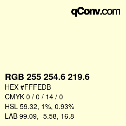カラーコード: RGB 255 254.6 219.6 | qconv.com
