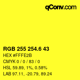 カラーコード: RGB 255 254.6 43 | qconv.com