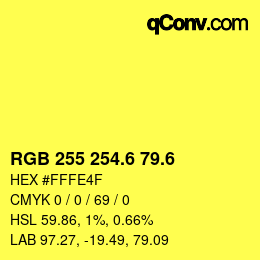 カラーコード: RGB 255 254.6 79.6 | qconv.com