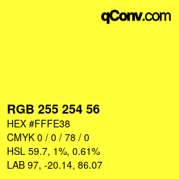 颜色代码: RGB 255 254 56 | qconv.com