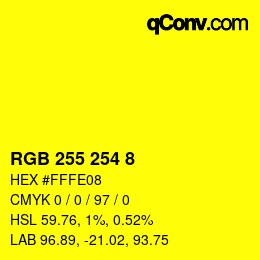 Color code: RGB 255 254 8 | qconv.com