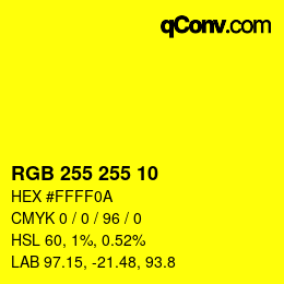Color code: RGB 255 255 10 | qconv.com