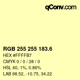 カラーコード: RGB 255 255 183.6 | qconv.com