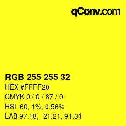 Color code: RGB 255 255 32 | qconv.com