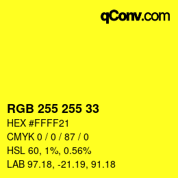 Color code: RGB 255 255 33 | qconv.com