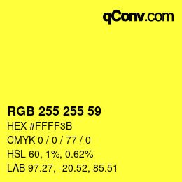 Color code: RGB 255 255 59 | qconv.com